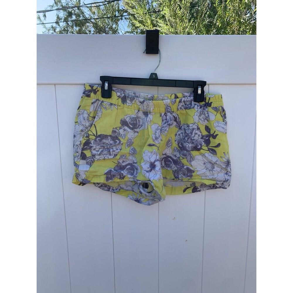 Kut From The Kloth Shorts Womens 10 Yellow Floral Linen Pull On
